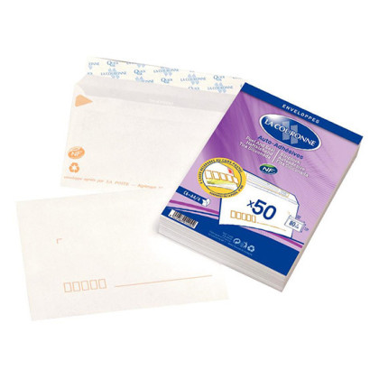 PAQUET 50 ENVELOPPES BLANCHES 114X162MM