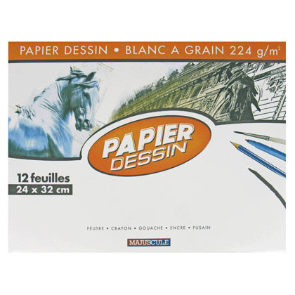 Pochette Papier Dessin à Grain blanc 10 feuilles A3 180g - Papiers et  pochettes dessin - Supports de dessin et coloriage